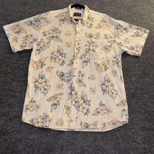 Pendleton Men's Large Cream Cotton Floral Reverse Print Aloha Shirt‎